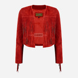 FERVOR Women's Suede Fringe Cropped Jacket