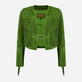 FERVOR Women's Suede Fringe Cropped Jacket
