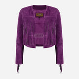 FERVOR Women's Suede Fringe Cropped Jacket