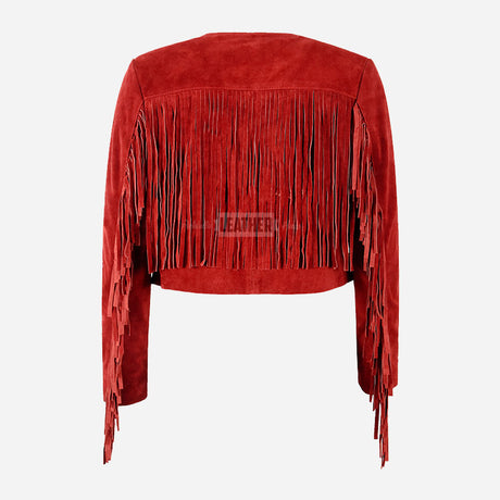FERVOR Women's Suede Fringe Cropped Jacket