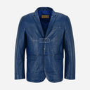 MALRIN Men's Blue Leather Blazer