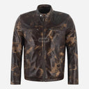 BENNY Men's Vintage Leather Racer Jacket