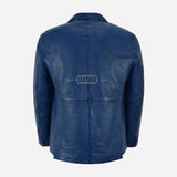 MALRIN Men's Blue Leather Blazer