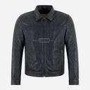 MORDRIX Men’s Collared Leather Jacket