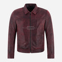 MORDRIX Men’s Collared Leather Jacket