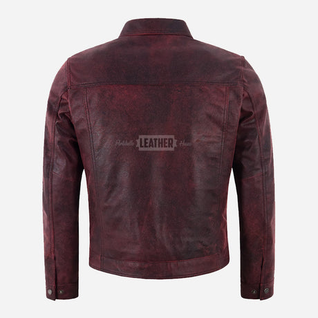 MORDRIX Men’s Collared Leather Jacket