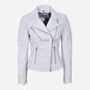 VIONEL Leather Biker Jacket White