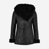 OAKLEIGH Shearling Sheepskin Parka Coat Black