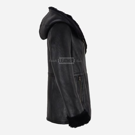 OAKLEIGH Shearling Sheepskin Parka Coat Black