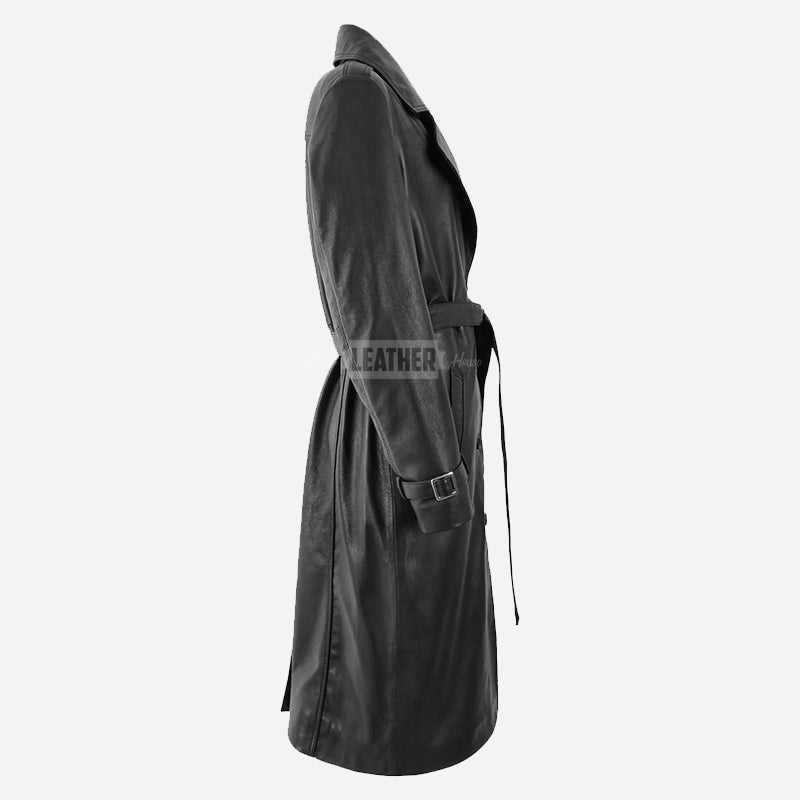ZEPHIRA Women's Oversized Leather Trench Coat