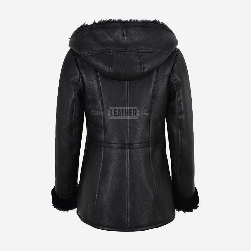OAKLEIGH Shearling Sheepskin Parka Coat Black