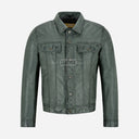 JAXLEY Men's Leather Trucker Denim Jacket