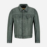 JAXLEY Men's Leather Trucker Denim Jacket