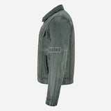 JAXLEY Men's Leather Trucker Denim Jacket