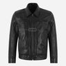 RELSIDE Men's Collared Leather Jacket Black