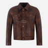 JAXLEY Vintage Brown Leather Trucker Jacket