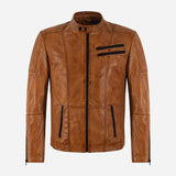 ZULVEN Men's Leather Racer Jacket