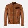 ZULVEN Men's Leather Racer Jacket