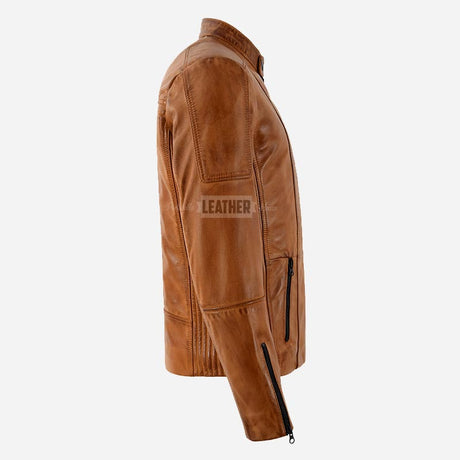 ZULVEN Men's Leather Racer Jacket