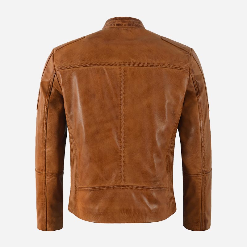 ZULVEN Men's Leather Racer Jacket