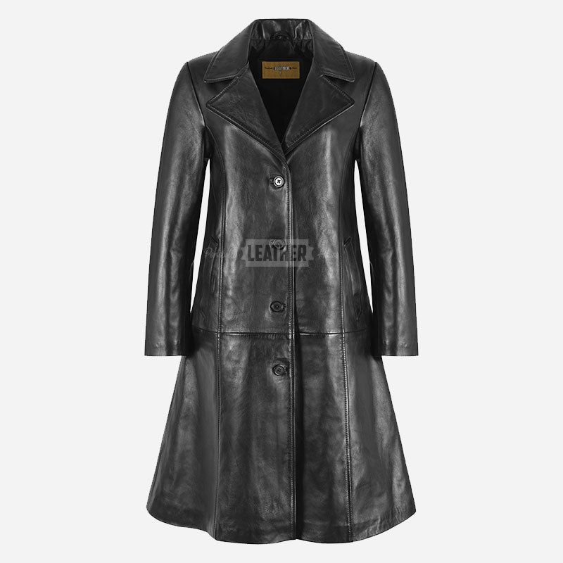 SELSPIRE Women's Black Leather Coat
