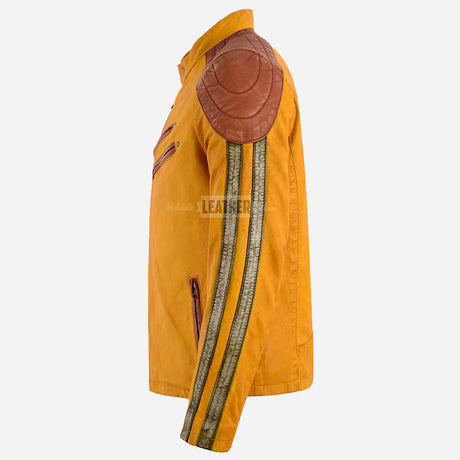 BRAVURA Men's Leather Racer Jacket