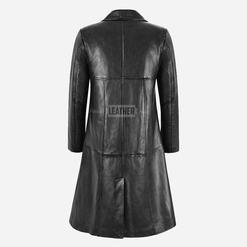 SELSPIRE Women's Black Leather Coat