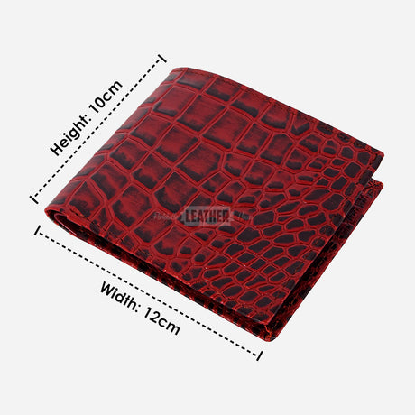 Men's Croc Print Bifold Leather Wallet