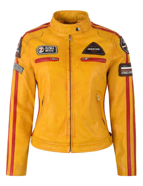 SIZMA Women's Leather Biker Jacket